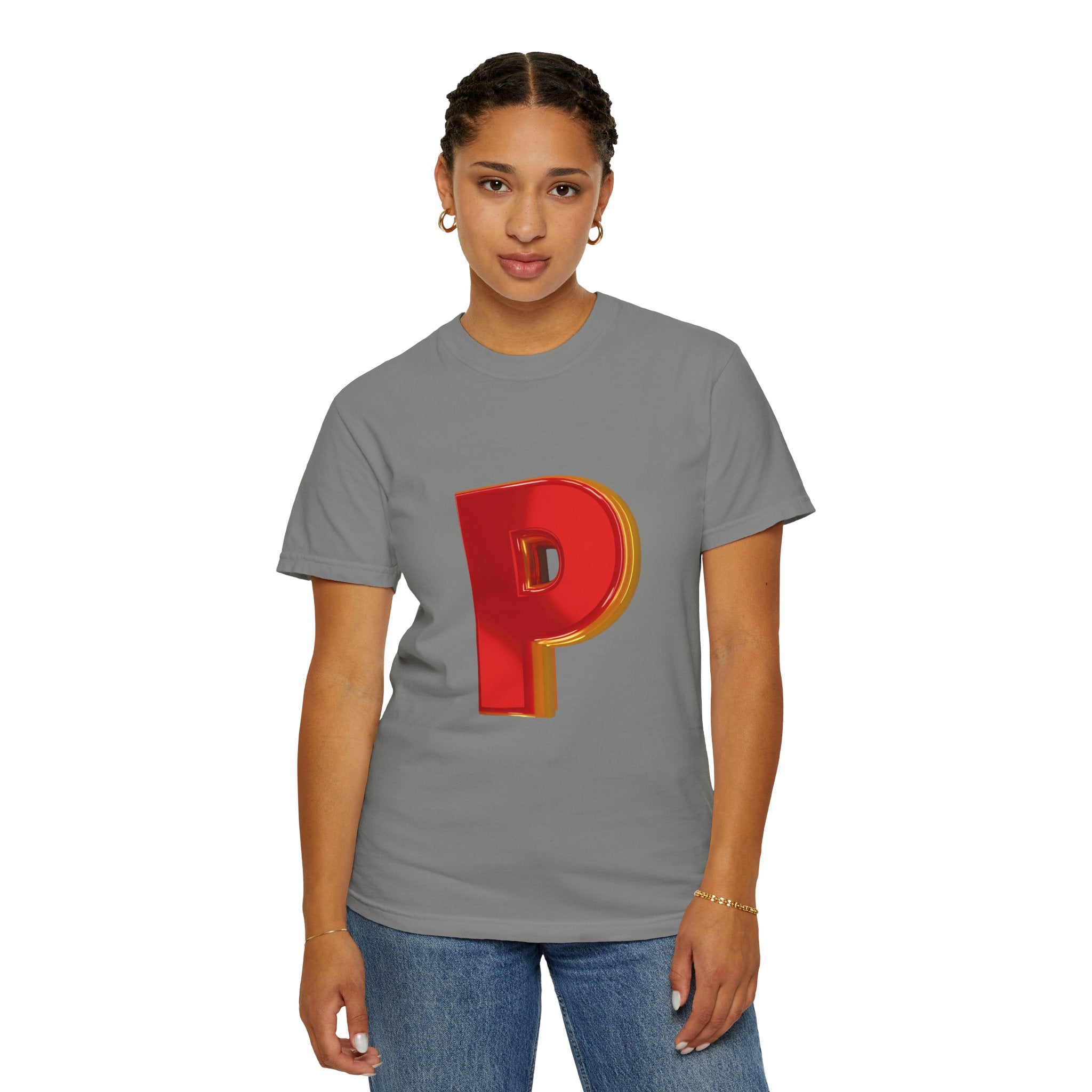 Bold Letter 'P' Unisex Garment-Dyed T-Shirt - Fun Casual Wear