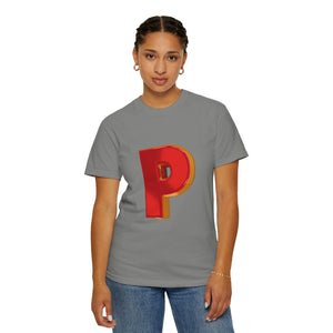 Bold Letter 'P' Unisex Garment-Dyed T-Shirt - Fun Casual Wear