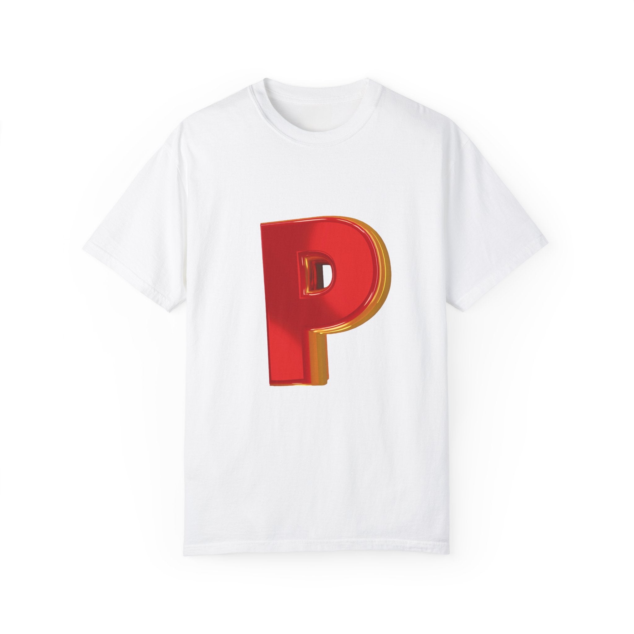 Bold Letter 'P' Unisex Garment-Dyed T-Shirt - Fun Casual Wear