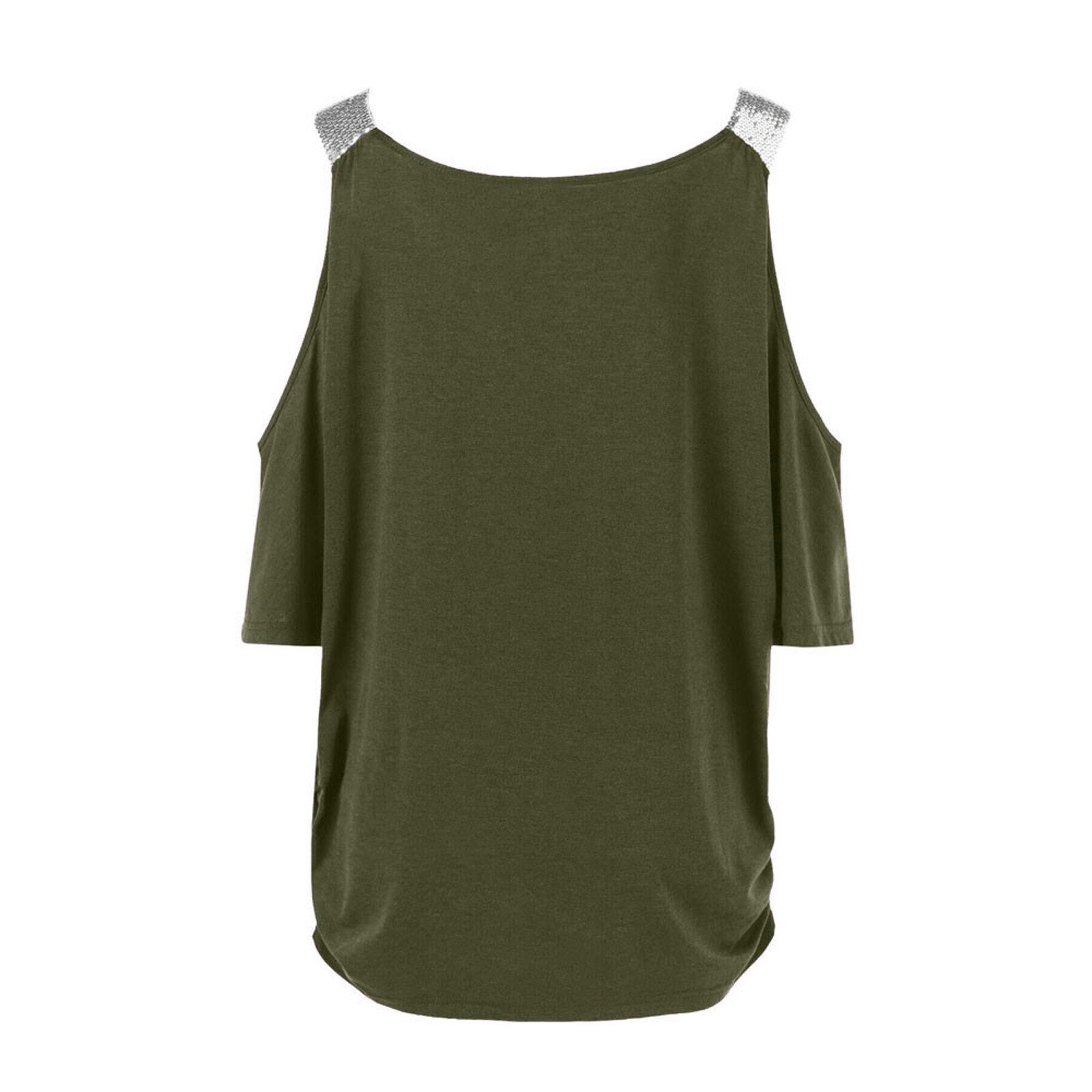 Plus Size Fashion Cold Shoulder T-Shirt Shirt V-Neck Top Tee Summer Casual Ladies Tops Female Women Short Sleeve Blusas Pullover