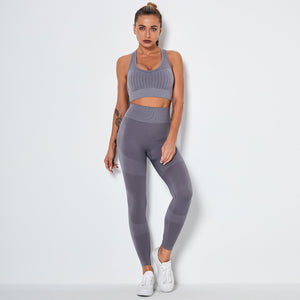 Women's Sportswear Seamless Yoga Set Gym Clothing Sports Suits Fitness Bra Crop Top Legging Long Sleeve Shirt Fitness Shorts Set