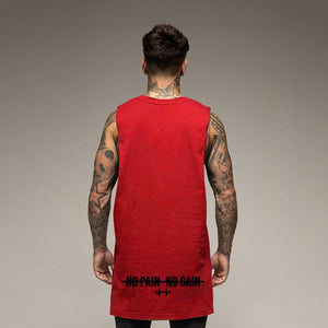 Cotton Gym Clothing Fitness Tank Tops Men Extend Cut Off Dropped Armholes Sports Vest Bodybuilding Workout Sleeveless Shirt