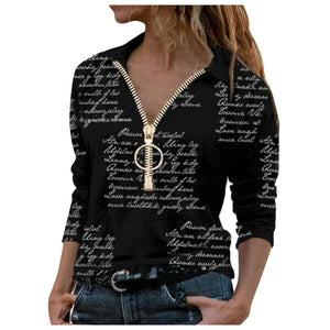 Blouse Women's Lady Long Sleeve Casual V-neck Zipper Top Blouse Shirts Tee Tunics Ropa De Mujer Blusas Рубашка Женская @40